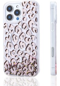 Resim İphone 15 Pro Max Uyumlu Kılıf Sıvılı Simli Baskılı Şeffaf Arka Yüzey Zore Mossa Silikon Kapak-siyah Siyah 