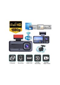 Resim Araç İçi Fullhd 3 Kameralı A98 170 Derece Açılı Yol Takip, İç Mekan Ve Arka Kamera Kayıt 