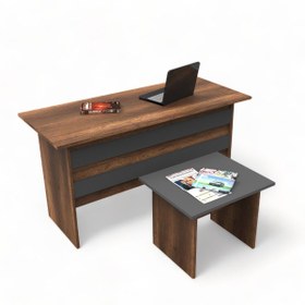 Resim L'occi Concept Diego Ofis Çalışma Masası Sehpa 2'li Büro Masa Takımı Barok-antrasit Dg8-ba 