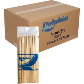 Resim Dolphin Bambum Ahşap Adana Çöp Şiş - 24 Cm. - 100 Lü 50 Paket / Koli 