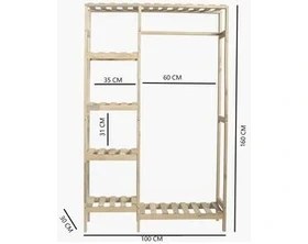 Resim Pinoxi Ahşap Açık Gardırop 30X100X160 cm 
