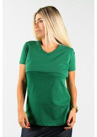 Resim Kadın Emzirme T-Shirt Koyu Yeşil 