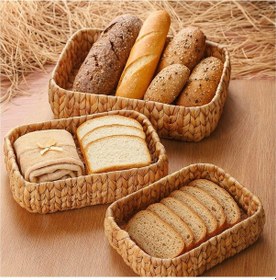 Resim Dekorasyaa 3'lü Hasır Çok Amaçlı Dikdörtgen Ekmek Sepeti - Organizer Hasır 