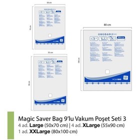 Resim Magic Saver Bag 9'Lu Vakumlu Poşet Seti 3 