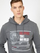 Resim Kapüşonlu Baskılı Uzun Kollu Sweatshirt 