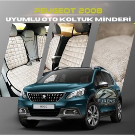 Resim Peugeot 2008 Bej Renk Tay Tüyü Cepli & Terletmez Sırtlı Oto Koltuk Minder Seti - Koltuk Koruma Kılıfı Ön & Arka Tam Set 