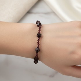Resim Lal Doğal Taş 925 Ayar Gümüş Bileklik - Özel Tasarım - 21 cm 