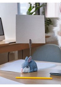 Resim Sevimli Kawaii Tavşan Fotoğraf - Not Tutucu Hediyelik Gri Beyaz 