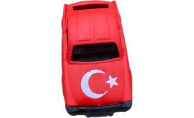 Resim Türk Bayraklı Kırmızı Kırılmaz Araba 10 cm 