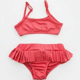 Resim Beniizle Fırfırlı Kız Çocuk Bikini Takımı Nar Çiçeği 