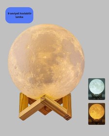 Resim Cosmotex Rgb Modlu 16 Renkli Ay Gece Lambası 3d Baskı Ve Uzaktan Kumanda Özellikli 