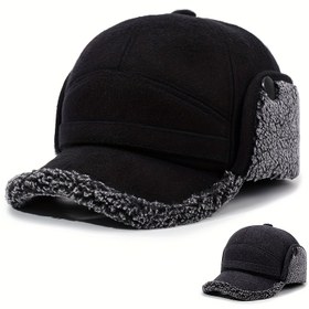 Resim Polar Astarlı Kulaklı ve Yumuşak Dolgulu Outdoor Casual Beyzbol Şapkası - Erkekler & Bayanlar için Sıcacık Kışlık Bere, Siyah & Gri/Beyaz Kenar, Çok Dayanıklı Tekstil Malzemesi, Kayak, Doğa yürüyüşü, İdeal Rahat Giysi Uyumu 
