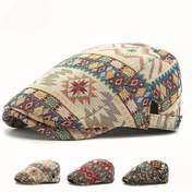 Resim Vintage İngiliz Retro Pagoda Şapkası - Erkek ve Kadın için Etnik Desenli %100 Polyester Noel Aksesuarı, Kapaklı Kapatmalı Esnemez Bayramlık Şapka 