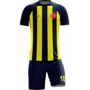 Resim Futbol Forması Klasik Çubuklu Model - Kişiye Özel Isim ve Numara Yazılabilir Dijital Baskı Tasarım 