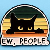 Resim 1 adet Sevimli Siyah Kedi Emaye Pin - "Ew, People" Metni ile Çinko Alaşım Sırt Çantası Badji, Çanta ve Hediyeler için Yaka Broş, Metal Arka Toka, Sevimli Kedi Tasarımı, Kedi Sevgisi Hediyesi|Oyuncağı Kedi Tasarımı|Dayanıklı Çinko Alaşım 