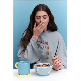 Resim Manuka Baskılı Crop Uzun Kol T-shırt Breakfast Breakfast 