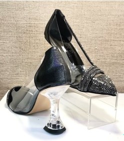 Resim Oxygen 2360 Kadın Şeffaf Taşlı Abiye Ayakkabı Siyah 