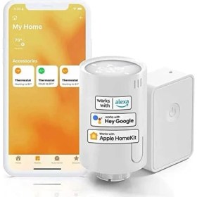Resim Grains Global Meross Akıllı Termostat Vanası ve Hub, Homekit Uyumlu Akıllı Radyatör Vanası, Wlan Akıllı Termostat, Uzaktan Kontrol, Siri Alexa Assistant Uyumlu, 6 Adaptör, Beyaz 