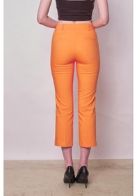 Resim JUMENT Yüksek Bel Önden Cep Kapaklı Boru Paça Hafif Likralı Kumaş Pantolon-mango 