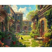 Resim Yetişkinler için Tuval Boyama Kitabı, Asma Şehir Avlu Manzarası, Başlangıçlar için Kendin Yap Boyama Kiti, Ev Dekorasyon Duvar Sanatı, 40.64x50.8 cm - Çerçeve Dahil Değil 