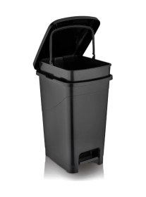 Resim Omnipazar Srl-3030 Slim Pedallı Plastik Çöp Kovası İç Kovalı 40 Lt Siyah Siyah 