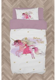 Resim Mekta Home Bebek Ve Çocuk Odası Unicorn Üzerinde Prenses Kız Desenli Nevresim Takımı 