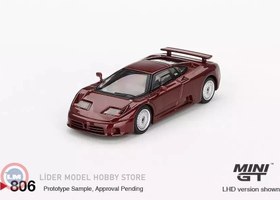 Resim 1:64 Mini GT 1995 Bugatti EB110 GT DARK RED METALLIC 