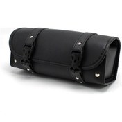 Resim Motosiklet Alet Çantası Retro Namlu Şekli Motosiklet Ön Çantası Siyah Su Geçirmez Eyer Çantaları Motosiklet Sürüş Çantası 