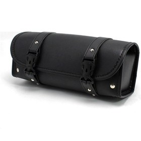 Resim Motosiklet Alet Çantası Retro Namlu Şekli Motosiklet Ön Çantası Siyah Su Geçirmez Eyer Çantaları Motosiklet Sürüş Çantası 