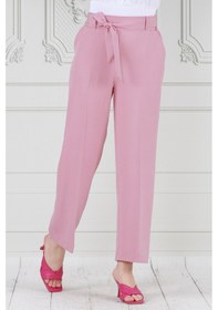 Resim Sevitli Beli Bağlamalı Bol Paça Pantolon-pembe-3671-pembe Pembe 