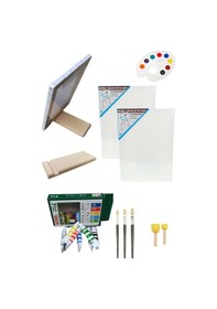 Resim Yağlı Boya Resim Başlangıç Seti -mini Taşınabilir Şövale, 2 Tuval, Yağlı Boya, Palet, Fırça Şövalye Çok Renkli 