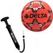 Resim Delta Stapler 5 Numara Dikişli Futbol Topu + Top Pompası Siyah 