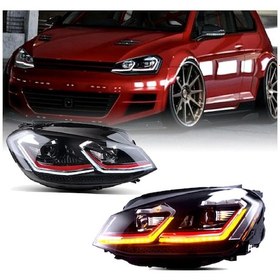 Resim VW GOLF 7 13-16 GOLF 7.5 DİZAYN KAYAR SİNYALLİ KIRMIZI J ÖN FAR 