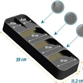 Resim Siyah 5 Bölmeli Çekmece Içi Kaşıklık Çatal Kaşık Düzenleyici 