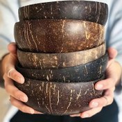 Resim El Yapımı Hindistan Cevizi Kabuğu Kase ve Kaşık Seti - Yoğurt, Salata, Pirinç & Tatlılar İçin Mükemmel, Doğal Malzemeden Mutfak Gereçleri 