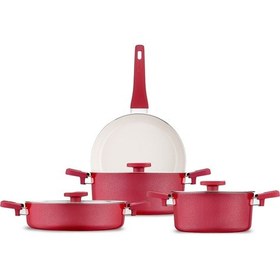 Resim Jumbo Swiss Crystal Red 7 Parça Tencere Seti Kırmızı 