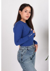 Resim Fashion Friends 24k0023k1 Kadın Bisiklet Yaka Kazak Saks 