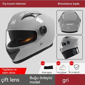 Resim Xinxin Erkek Buğu Önleyici Sıcak Kış Akülü Bisiklet Sürme Tam Kapsamlı Kask Gri 