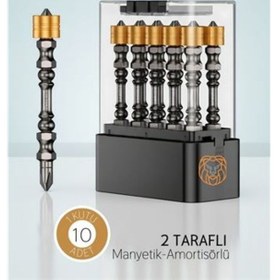 Resim 10 Lu Çift Taraflı Manyetik Amortisörlü Yıldız Çelik Vidalama Uç Seti 65mm Pz2 Endüstriyel 