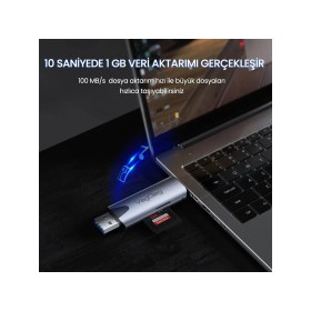 Resim VegGieg Type-C ve USB 3.0 Sd-Microsd Tf Kart Okuyucu 