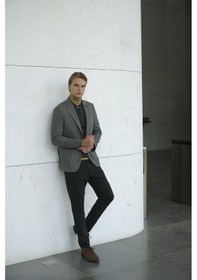 Resim Gri Erkek Yün Ceket Mono Yaka Slim Fit Çift Yırtmaçlı Ceket Ncs Jeans 4007-gri Gri 