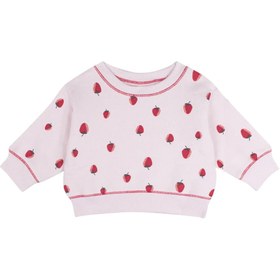 Resim Organik Pamuk Bebek Sweatshirt & Pantolon Set - Çilek Desenli - 3-6 Ay 