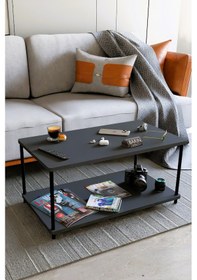 Resim Çevir Tak Dikdörtgen Orta Sehpa 2 Raflı Salon Ve Ofis Dekorasyonunda Tamamlayıcı Dekoratif Şık Sehpa Antrasit 