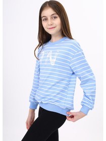 Resim Toontoy Kız Çocuk Çizgili Sweatshirt Mavi 