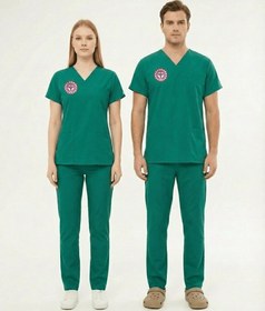 Resim Bayi | Sağlık Bakanlığı Armalı Cerrahi Yeşil Ameliyathane Çalışan Forması Likralı Scrubs Takım (Yeni Yönetmeliğe Uygun - Forsty) - XL 