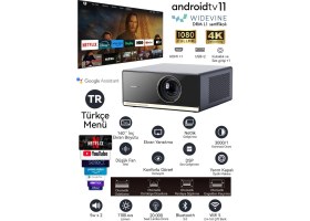Resim Wanbo X5 Pro 1100 ANSI Lümen, 4K Destekli Akıllı Projeksiyon Cihazı, HDR, Android TV 11, L1 Lisanslı 2025 Versiyon 