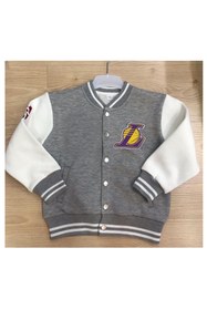 Resim Pink Hippo Kids Unisex Aplikeli Kontrast Kolej Bomber Çocuk Ceket 
