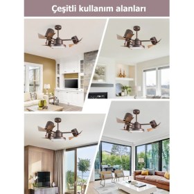 Resim Dlc Group Garbion LED Tavan Vantilatörü Kahverengi Uzaktan Kumandalı 112 cm 
