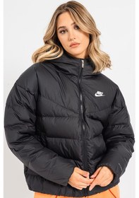 Resim Nike Down Fill Storm Fit Loose Fit Womens Winter Jacket Black Loose Fit Kapişonlu Kaz Tüyü Kadın Şişme Mont Siyah Siyah 