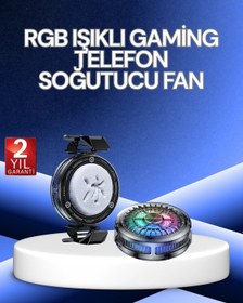 Resim Rgb Işıklı Telefon Soğutucu Fan Cooler Süper Hızlı Soğutma 